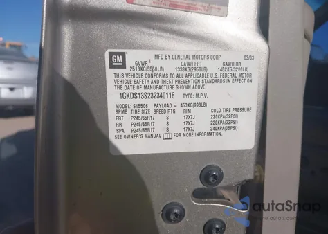 2003 GMC Envoy Sle z USA, uszkodzony, nr VIN 1GKDS13S232340116